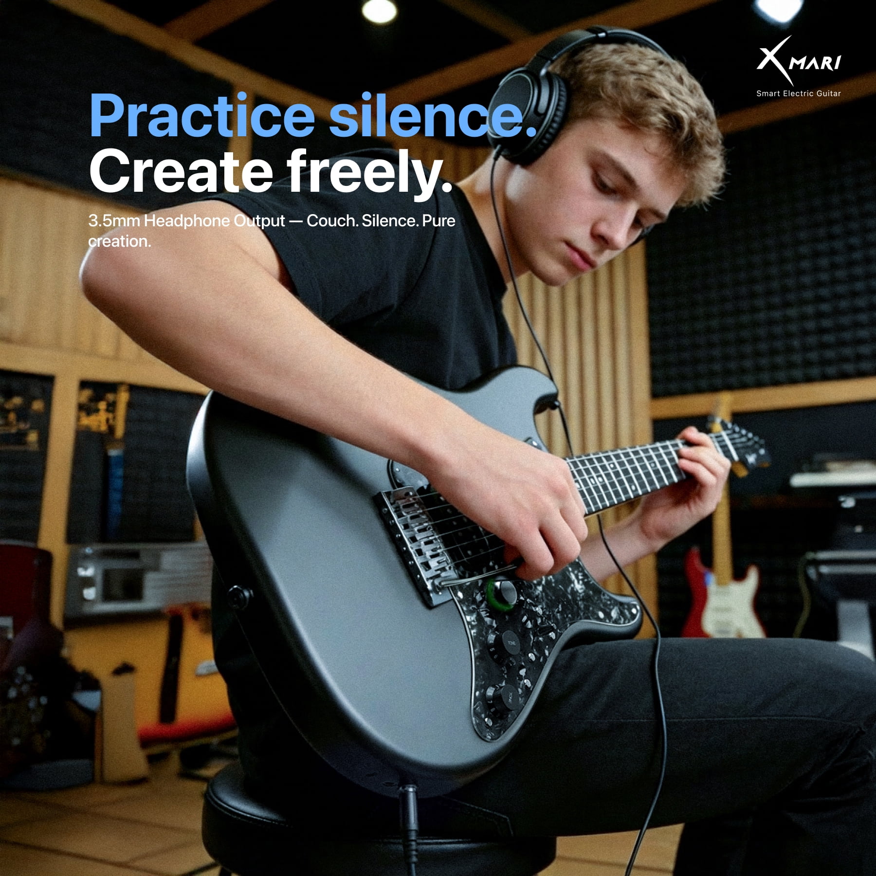 Enya Music Electric Guitar XMARI S-Style Smart Built-In DSP Effects Carbon Fiber Body