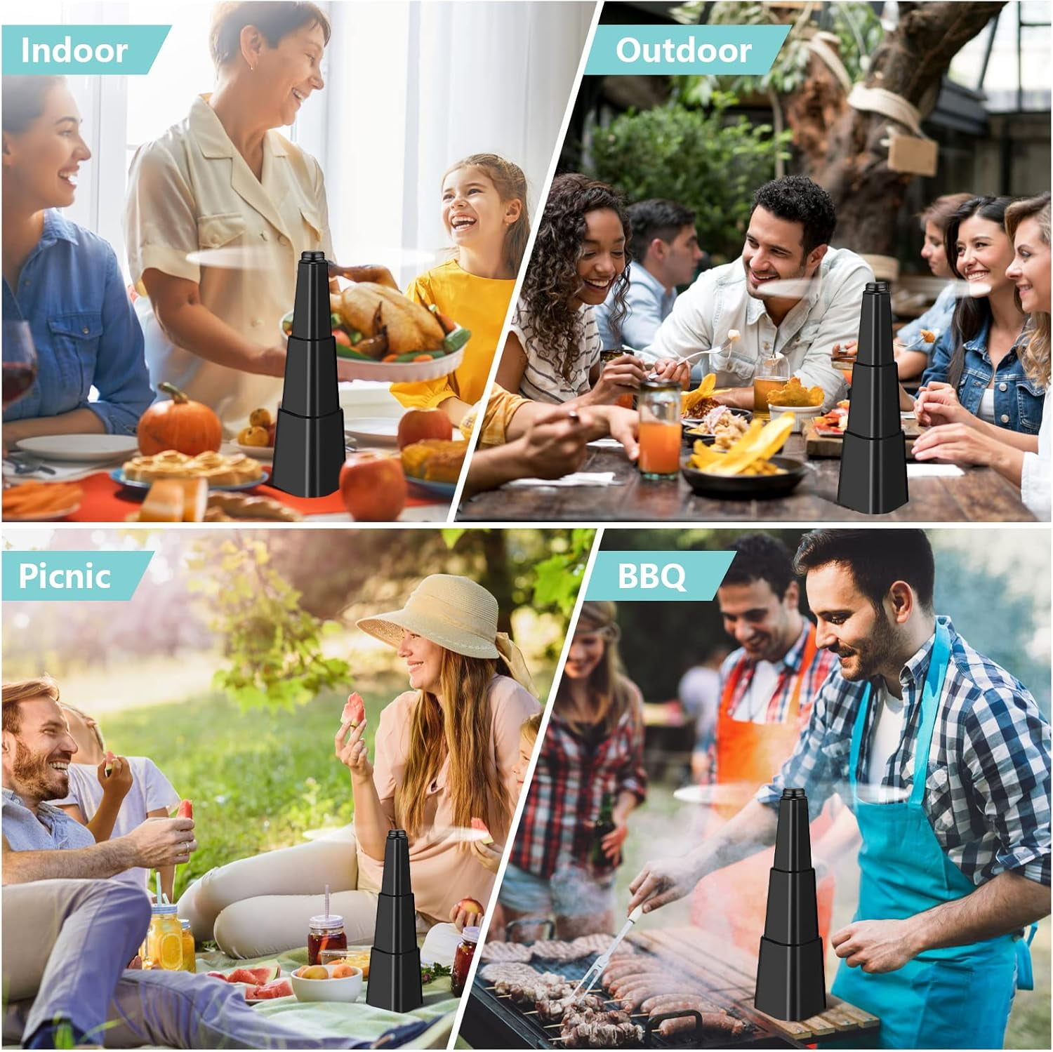 6-Pack Fly Fans for Tables, Battery-Operated Bug Repellent Fans with Holographic Blades for Indoor Outdoor Dining, Picnic, BBQ & Restaurant, Modern
