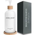 thumbnail image 1 of Set dispensador de jabón Brighter Barns, vidrio blanco, 500 ml, 1 of 7