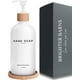 thumbnail image 1 of Set dispensador de jabón Brighter Barns, vidrio blanco, 500 ml, 1 of 7