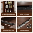 thumbnail image 5 of 47"-63" Extendable Round Dining Table for 4–8 with Storage, Mid Century Modern Farmhouse Wood Oval Dinner Table with Pedestal Base for Kitchen, Living Room (Walnut), 5 of 7