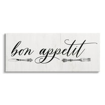 Bon Appetit Vintage Cutlery Typography Graphic Art Gallery Wrapped Canvas Print Wall Art