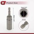 thumbnail image 4 of Unique Bargains 1 Pcs Socket de Impacto Herramienta Duradera 80mm Tono Plateado Acero de Cromo Vanadio 1/4" Hex Shank 6 Puntos 12mm para Reparación de Automóvil Motocicleta Dirtbike, 4 of 7