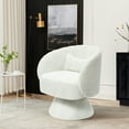 thumbnail image 3 of LuxenHome Upholstered Cream Club Swivel Chair with Upholstered Cream Wood Base, 3 of 6