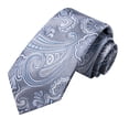 thumbnail image 5 of Hi-Tie Grey Blue Paisley Ties for Men Silk Business Necktie Pocket Square Cufflinks Set Foral Tie Sets Wedding Party, 5 of 6