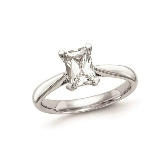 1.00 Carat (Ctw VS2, G-H) Emerald-Cut Certified Lab-Grown Diamond Solitaire Engagement Ring in 14K White Gold for Women