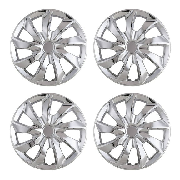 17 inch Hubcaps Set of 4 Wheel Rim Cover (Only Fit for Iron Hub) ABS Material Universal Wheel Rim Hub Cap Replacement(Chrome)