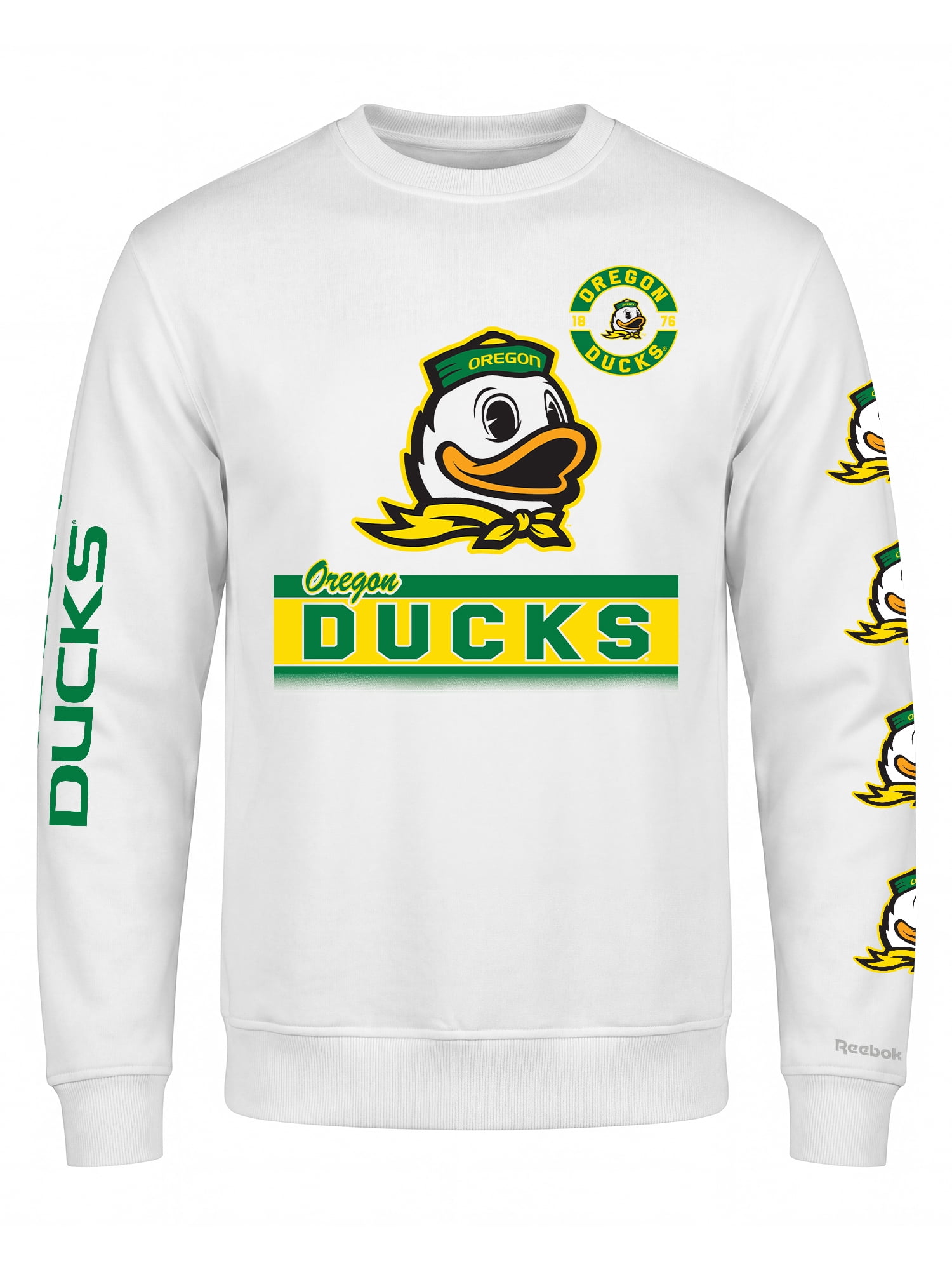 Oregon Ducks Reebok Mens White Crew Sweatshirt
