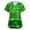 Green #041, variant on St Patricks Day Scrub Tops for Women Clover V Neck Nursing Workwear Shamrock Short Sleeve Irish Lucky Scrubs with Pockets White 2XL
