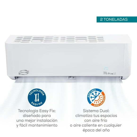 Minisplit Evans on-off 2 tonelada 220 V SEER 12 DUAL (frio y calor)