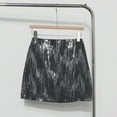 thumbnail image 2 of XIAONU Spicy Girl High Waisted Sequin Mini Skirt Slim Fit A Line Skirts Shiny Club Casual Short Skirt, 2 of 5