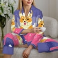 thumbnail image 6 of Fotbe Dog Washes in a Pink Bath Pattern Long Sleeve Pajama Set for Women,Sleepwear Set,2-piece Loungewear Set,Soft PJs Comfy Nightwear with Pockets -Medium, 6 of 7