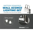 thumbnail image 2 of Westek Wall Sconces - 2 Pack, Chrome Finish - Easy Wireless Installation, 4 Hour Auto Shut-Off - 2 Brightness Levels - 100 Lumen Wall Light, 2 of 7