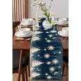 thumbnail image 4 of Blue Christmas Burlap-Cotton Table Runner 120 Inches Long,Xmas Tree Snowflake Yellow Farmhouse Table Runners,Outdoor Dining Tablecloths Decor for Baby Shower Party Wedding 13x120, 4 of 9