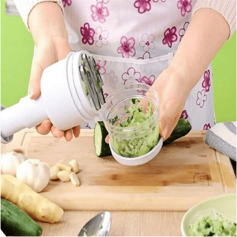 Food Chopper - One Piece Salad Vegetable Chopper and Slicer Dicer - Manual  Mini Hand Chopper Onion Garlic Mincer with Cover for Vegetables - Stainless  Steel Cutter Blade 