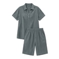 thumbnail image 6 of KIHOUT Women's Summer Casual Two Piece Outfit Short Sleeve Lapel Button V Neck Top and Shorts Set Loose Fit Breathable Cotton Linen Blend Tracksuit for Daily Vacation, 6 of 8