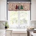 thumbnail image 3 of Merry Christmas Kitchen Curtains and Valances Set, Red Green Black Xmas Tree Wood Grain Rod Pocket Window Valance 18 Inch Window Curtain Panels for Living Room Bedroom Laundry, 27.5x24in, 3 Pieces, 3 of 7