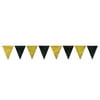 Black & Gold Pennant Banner 11" X 12'- All-Weather- 12 Pack(1 Per Package)
