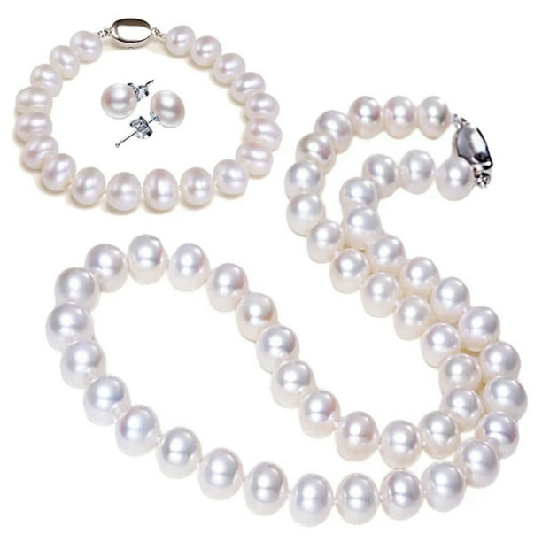 Elegante collar de imitación de perlas del océano como cuentas de color redondo de imitación de cadena de perlas para las mujeres