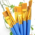 thumbnail image 3 of 10Pcs Flat Paint Brushes 1 Inch Acrylic Paint Brush Big Paint Brushes Watercolor Synthetic Brushes Bulk Wooden Handle Painting Brush Detail Oil Brush for Kid Adult Crafts Face Body Furniture, 3 of 5