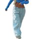 thumbnail image 1 of Txlixc Pantalones de cuerda, pantalones de bolsillo, pantalones de calle, azul Txlixc moda, 1 of 9
