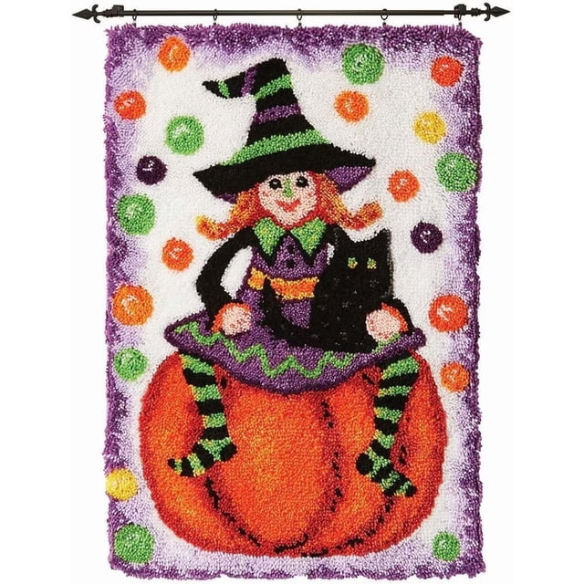 HLONK Latch Hook Rug Kits Halloween Wizard | Home Carpet Rug Making Canvas Kits 50×38cm/20*15in