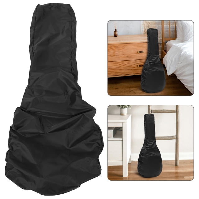 HEATSHAKING 1Pcs Black Rectangular Guitar Pouch for Electric Guitars with Rain Protection