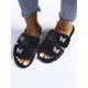thumbnail image 3 of Rhinestone Butterfly Decor Fluffy Slippers,Women's Four Butterfly Adhesive Decorative Double-strap Flat Slippers, Black Furry Casual Slip-resistant Be, 3 of 5