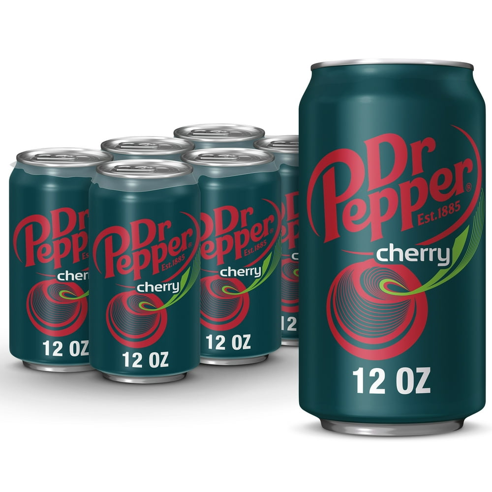 Dr Pepper Cherry Soda, 12 fl oz cans, 6 pack