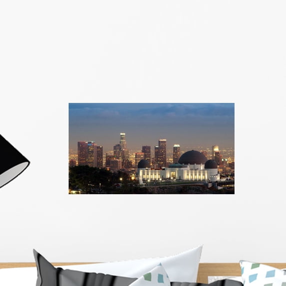 Griffith Observatory La Skyline Wall Mural by Wallmonkeys Peel and Stick Graphic (18 in W x 10 in H) WM122488