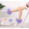 thumbnail image 2 of 1Pairs Toddler Girls Ruffle Socks Double Lace Frilly Princess Dress Sock Cotton Anti-slip Ankle Socks for Kids Years 1-10T, 2 of 4