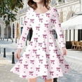 thumbnail image 2 of HABDGIKS Robes d'Été pour Filles Fête pour Enfants Mignon Manches Longues à Pois Nœud Imprimé Robe de Princesse Col Rond, 2 of 5