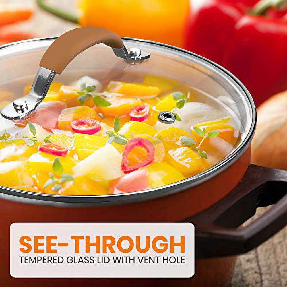 NutriChef Cooking Pot Lid - See-Through Tempered Glass Lids, 2.5 Quart (Works with Models: NCCW14S & NCCW20S)