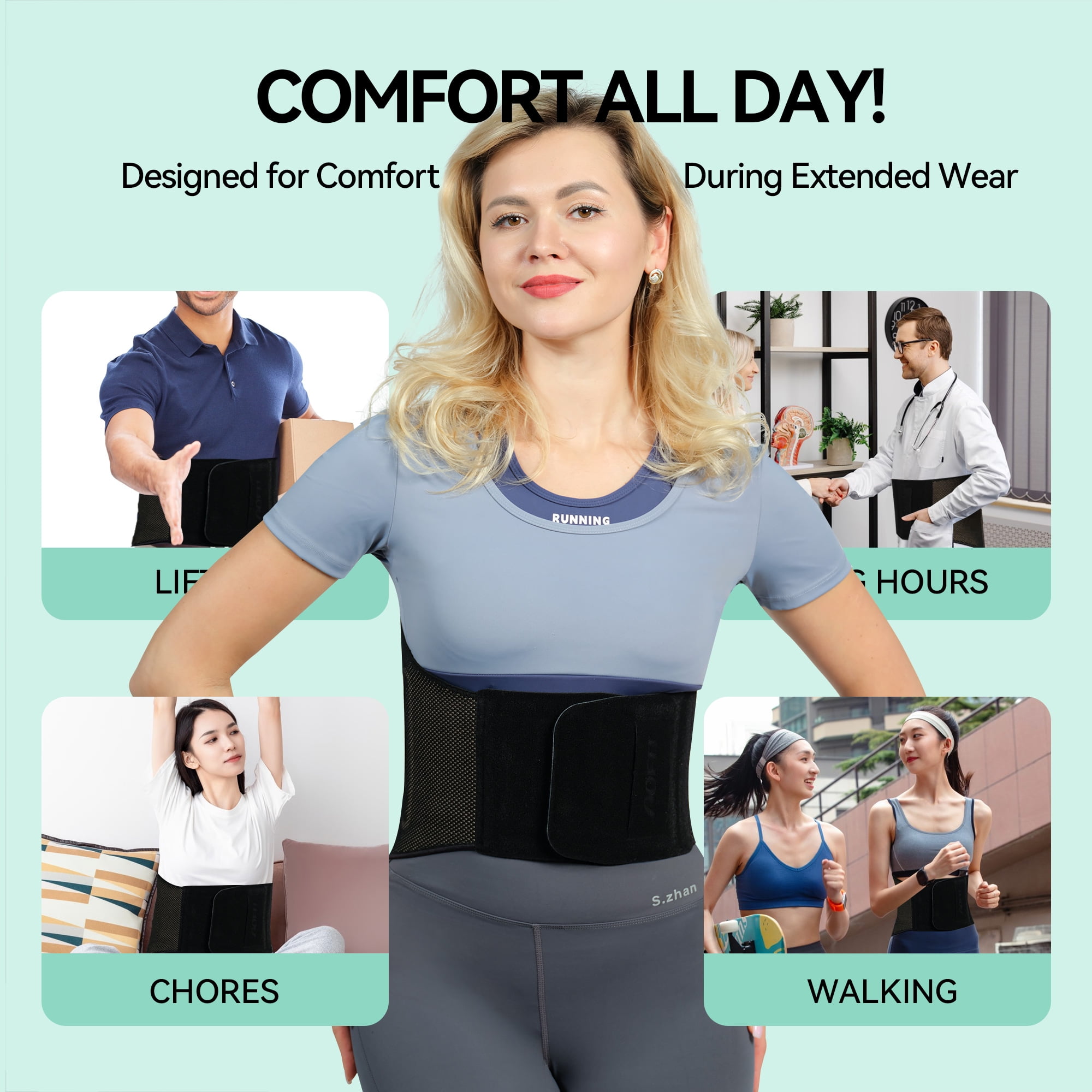 GKTG Back Brace for Lower Back Pain Relief, Lumbar Support Belt for Men & Women, Back Support Brace for Herniated Disc, Sciatica