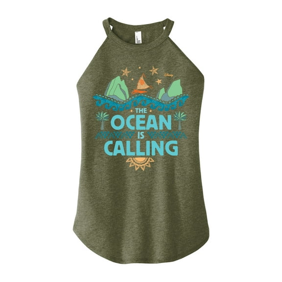 The Ocean Is Calling  - Juniors High Neck Tank Top