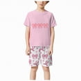 thumbnail image 5 of TOWED22 Toddler Girl Summer Outfits 2pcs Clothing Sets Crew Neck Short Sleeve Top Tee + Shorts Sets Cute Clothes(Pink,3-4 Y), 5 of 6