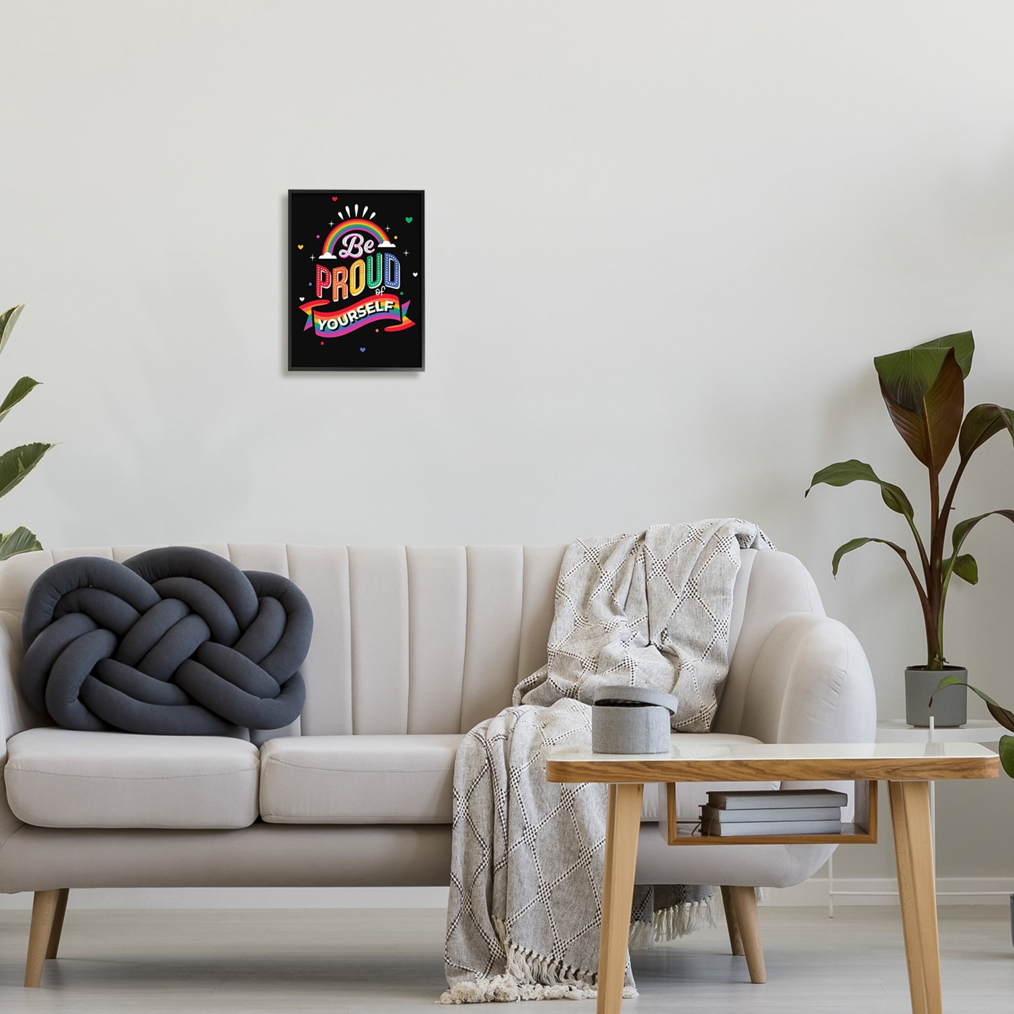 Stupell Industries Be Proud Of Yourself LGBTQ Phrase Holiday Painting Black Framed Art Print Wall Art