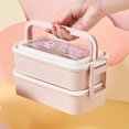 thumbnail image 2 of BeesClover Lunch Box Children Food Containers with 2 Layers, School Students Daycare Lunches/ Snack Container for Kids, 2 of 8