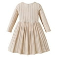 thumbnail image 6 of Xdegoge Toddler Girl Dress Fashion Cute Solid Color Ribbed Long Sleeve Dress, Sizes 3-10 Years Toddler Dresses, 6 of 9
