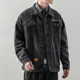 thumbnail image 2 of Chaqueta vaquera negra de otoño para hombre, con botones, azul, para hombre, precio económico, ropa de lujo elegante, vintage, una pieza de tela, 2 of 5