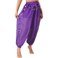 thumbnail image 4 of Kaerm Tribal Belly Dance Pants for Women Baggy Arabic Harem Pants Halloween Party Performance Dancewear Purple One Size, 4 of 7