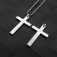 thumbnail image 5 of Cross Necklace for Men Stainless Steel Cross Pendant with 24" Box Chain, Religiou Gifts for Father Uncle Son Boyfriend, 5 of 7