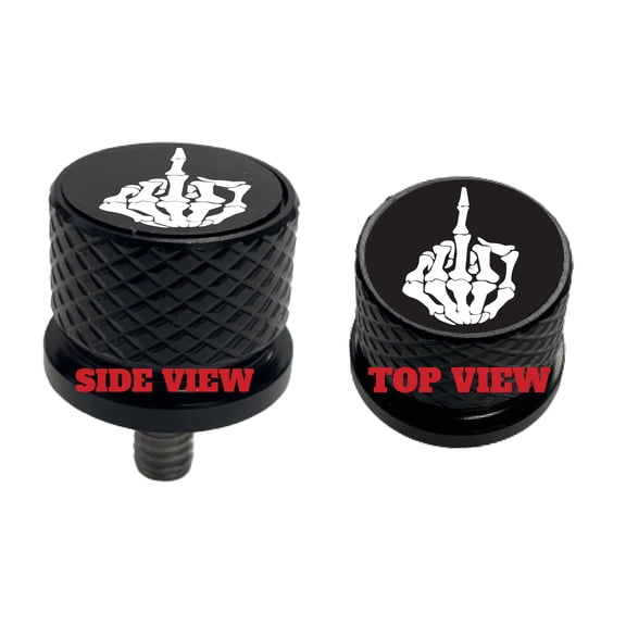 Flip Off Large Knurled Aluminum Rear 1/4-20 Black Seat Bolt Fits Harley Davidson 1996-2024 . Custom Made In the USA