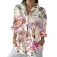 thumbnail image 2 of YLHFASHION Chemise à Imprimé Floral Rétro pour Femmes, Imprimé Géométrique Abstrait, Chemise à Imprimé Artistique, Chemise Décontractée à Imitation Ligne, Col en V, Liquidation, Chemises pour Femmes, 2 of 4