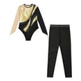 thumbnail image 3 of iixpin Gymnastics Leotards for Girls Dance Unitards and Leggings Biketards 2 Piece Dance Outfits Full Body Jumpsuit Gold 8, 3 of 5