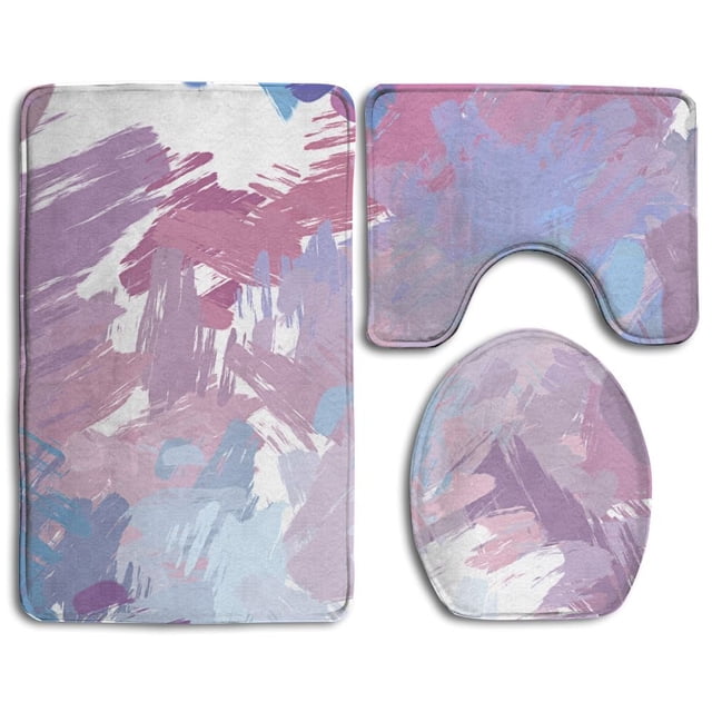 Juego de alfombras de baño de 3 piezas ABPHQTO Pintura pincelada abstracta cepillada
