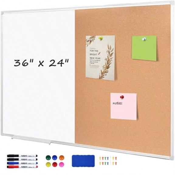 Cork Bulletin Board 36 X 24 Inches White Magnetic Dry Erase Board Large Wall Mounted Mage Vision Notice Memo Pin Board for Office Home and School