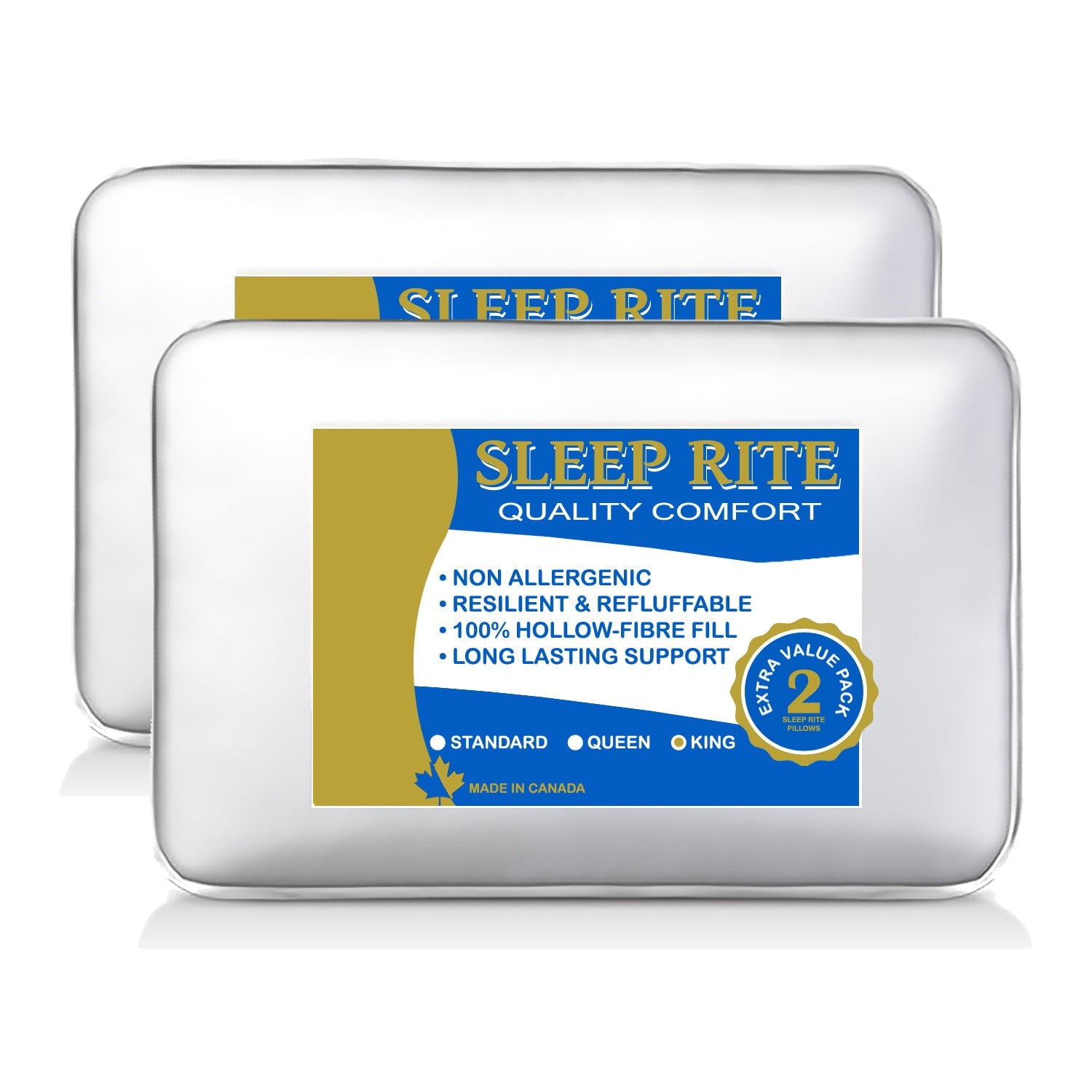 HealthGuard Dreamcloud Sleeprite Twin Pack Poly Filled King Pillows