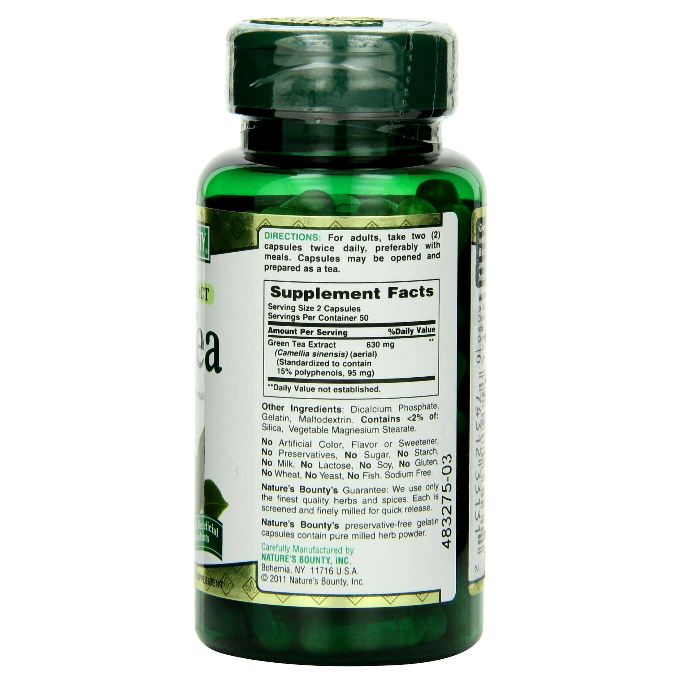Nature's Bounty Green Tea Extract Weight Loss Supplement, 315 mg, 100 Capsules, 3 Pack