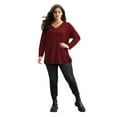 thumbnail image 7 of SWQZVT Plus Size Tops for Women Long Sleeve Waffle Oversize T Shirts Fall Casual Tunic Sweatshirts Loose Blouses for Winter Clothes, 7 of 7